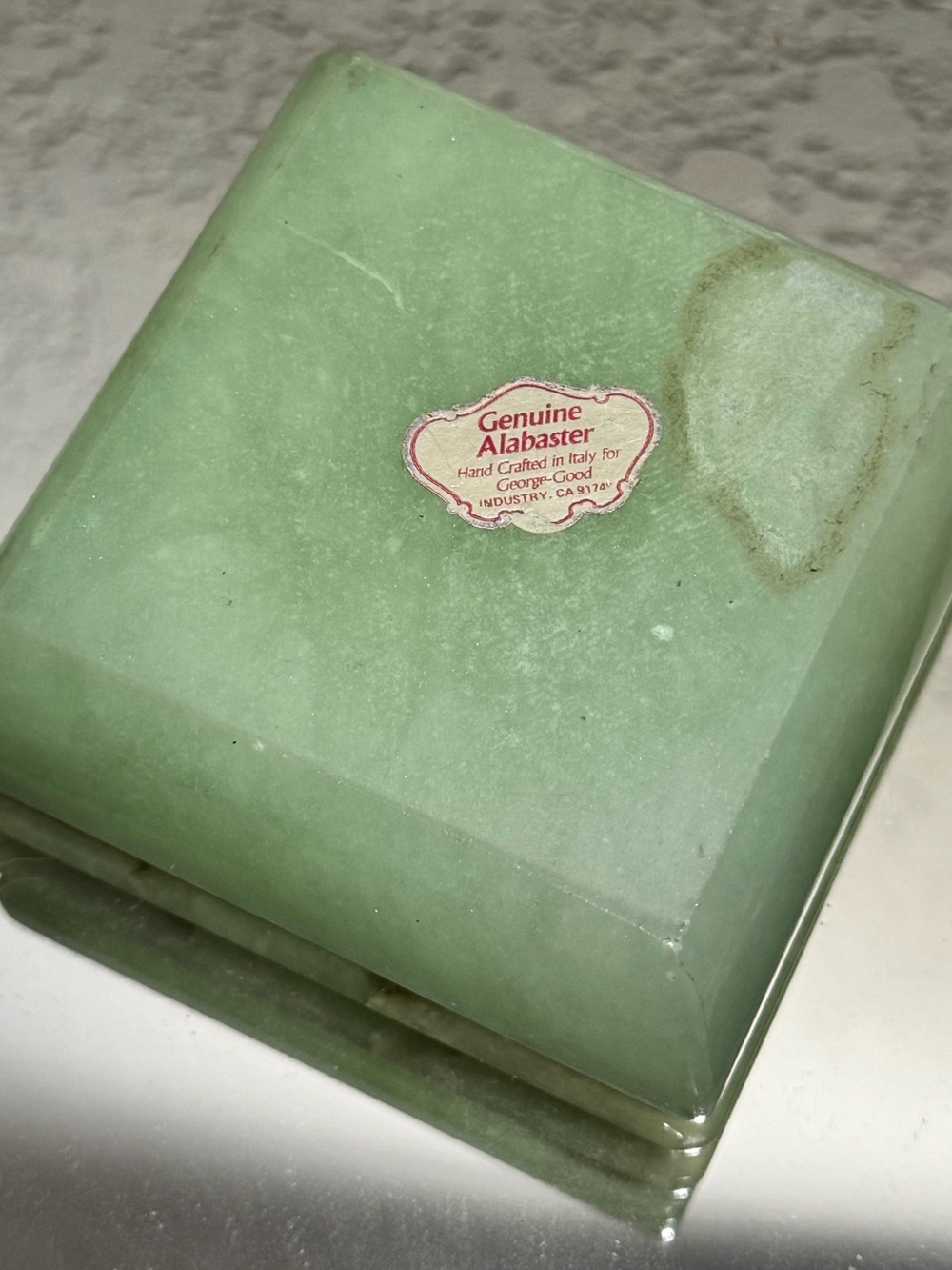Vintage Alabaster Green Alabaster Floral Italian Alabaster Trinket Box - Picture 12 of 12